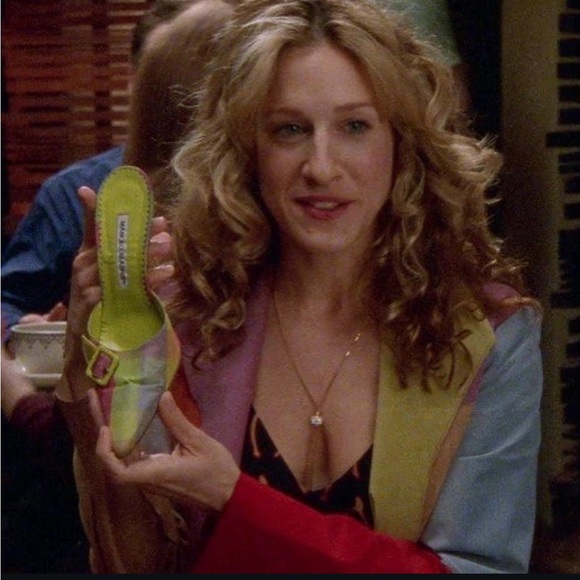 COPY - Carrie Bradshaw Manolo mules in multi/mint condition sz 10b - Picture 8 of 11